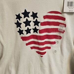 Karen Scott White Long Sleeve Tee with Red and Black Heart Design